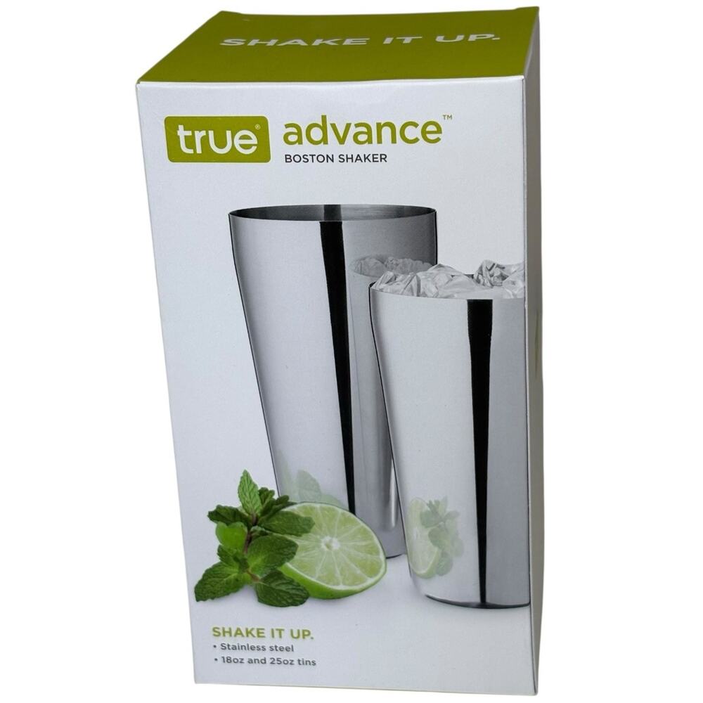 True Advance Boston Cocktail Shaker Set Stainless Steel 18oz & 25oz Tins New